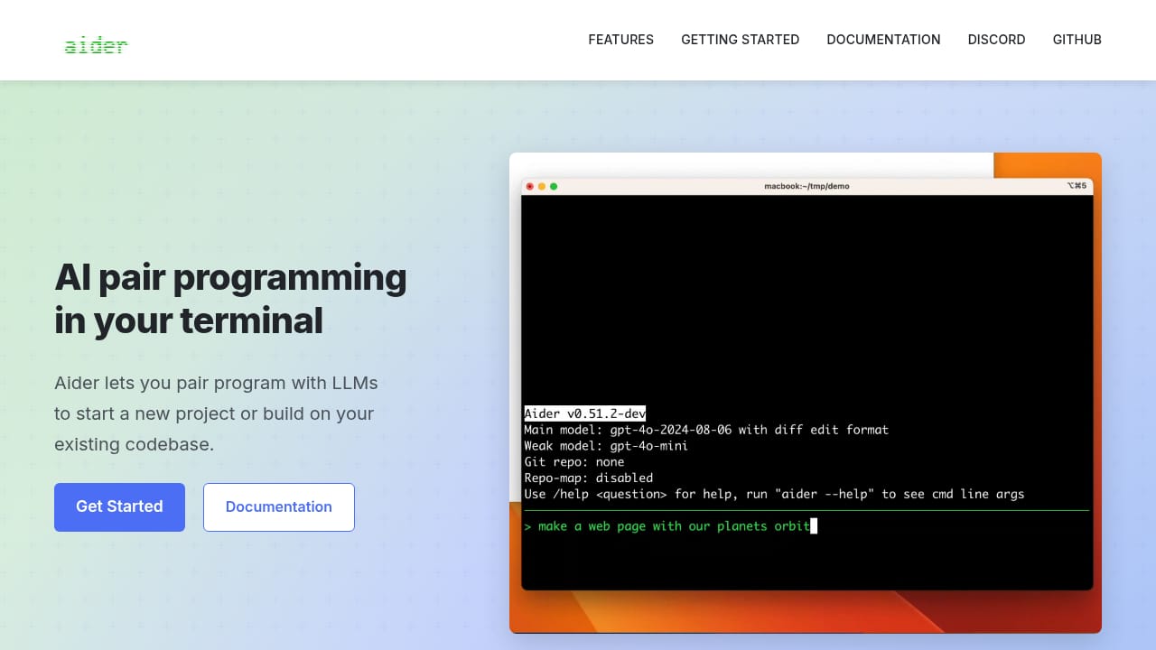 Aider screenshot