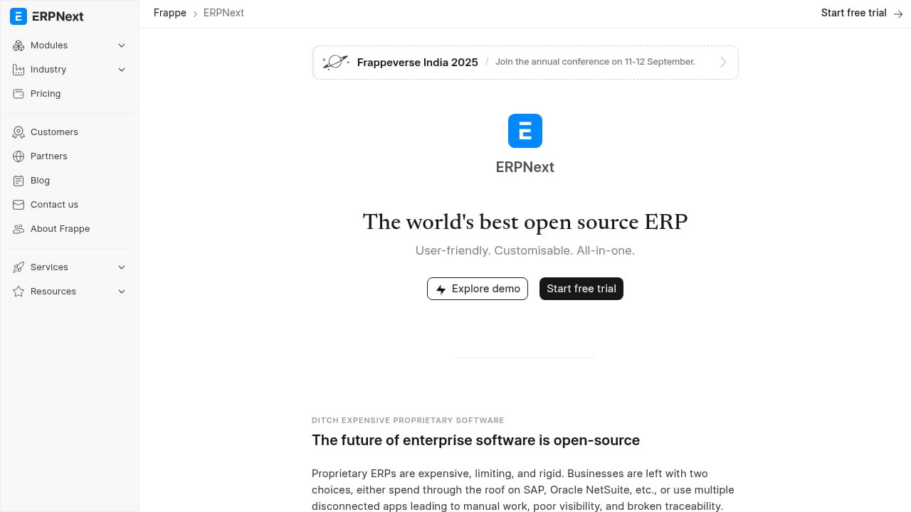 ERPNext demo screenshot