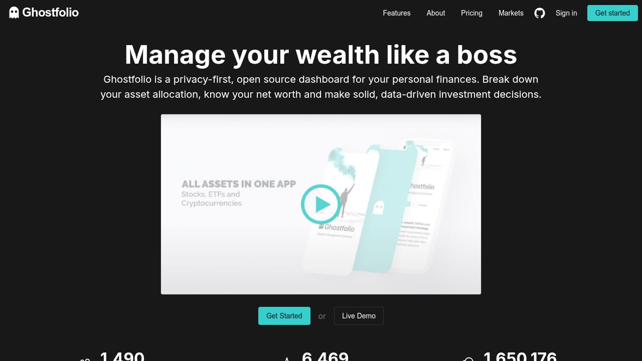 Ghostfolio demo screenshot