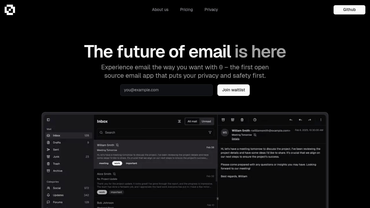 Mail0 demo screenshot