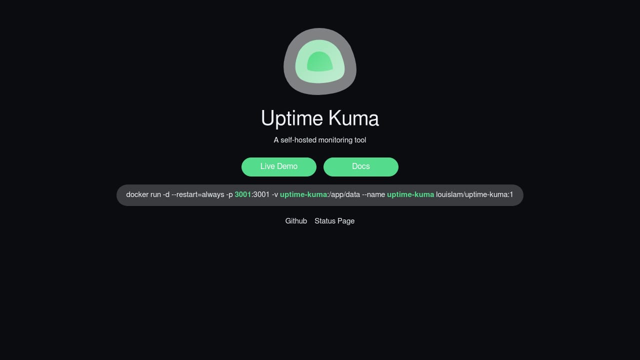 Uptime Kuma demo screenshot