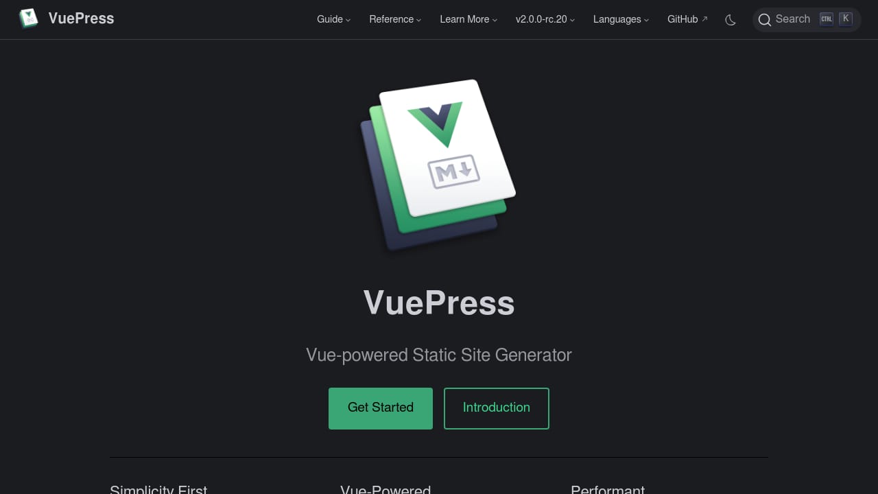 Vuepress demo screenshot