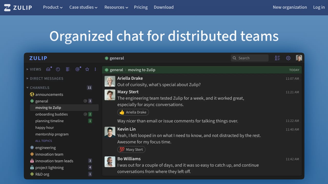 Zulip demo screenshot